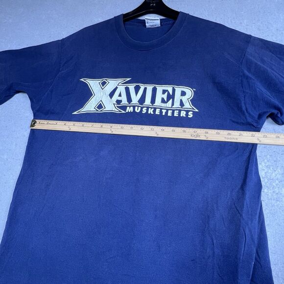 Xavier Musketeers Short Sleeve T-Shirt Men XL Blue College Single Stitc Made USA - Picture 7 of 13